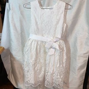 Dress. White Lace. Ribbon BowBelt. XL. 14. & L. 12